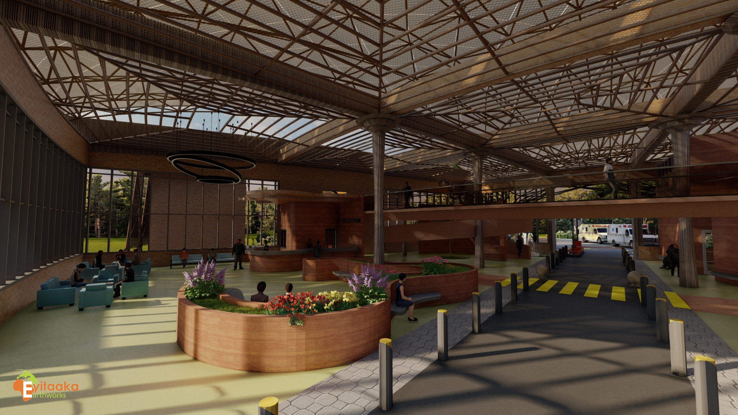 WLU Hospital concept render: reception and waiting concept