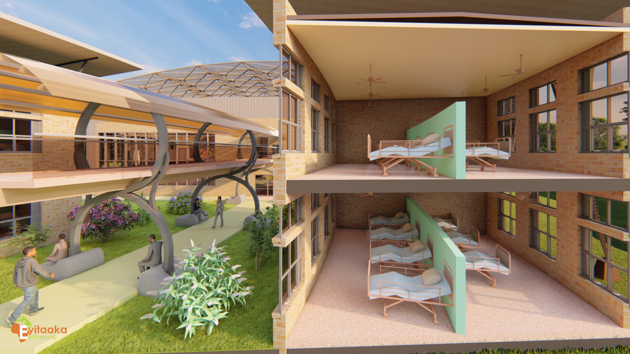 WLU Hospital concept render: bridged access concept